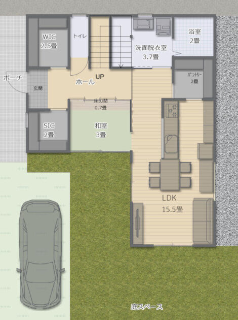 【修正版】1階の間取り＋駐車場計画